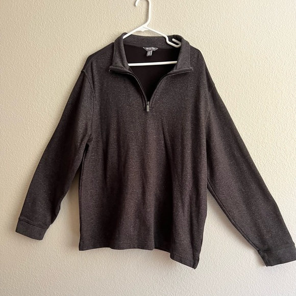 Van Heusen Flex Men’s Mock Neck Long Sleeve Quarter Zip Pullover Black Size XL - Picture 3 of 12